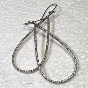 Sterling CZ Earrings 925 Teardrop Dangle Pave Cubic Zirconia 2.25" Hook